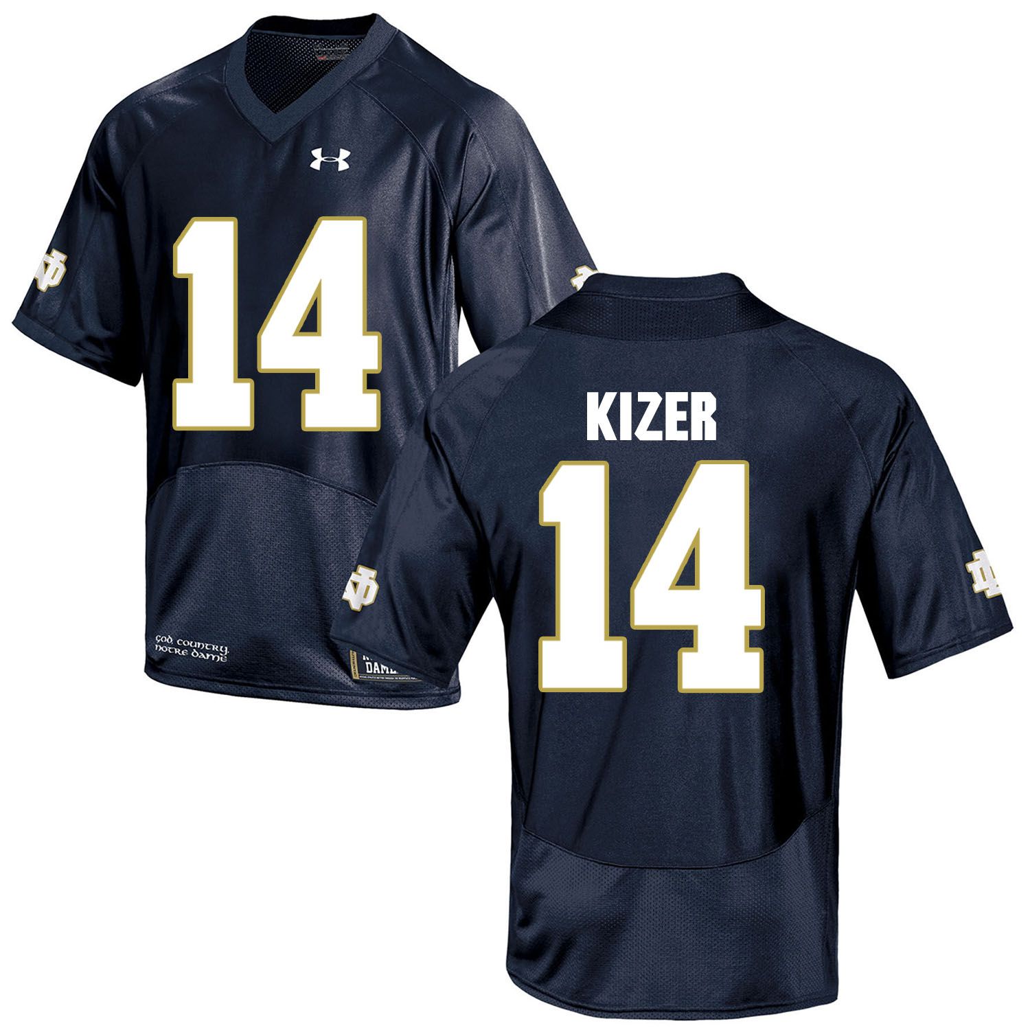 Men Norte Dame Fighting Irish #14 Kizer Navy Blue Customized NCAA Jerseys